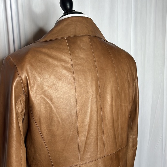 Cole Haan Brown Leather Jacket Sz 12 - Picture 8 of 12